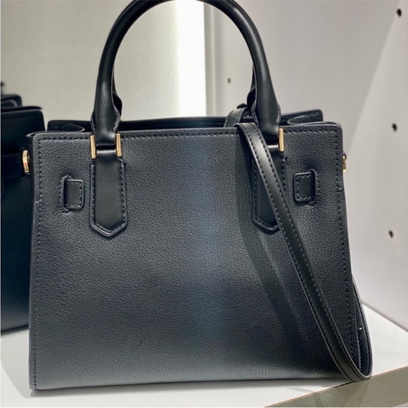 MICHAEL KORS Hamilton Small Leather Satchel Crossbody Black - Picture 7 of 8